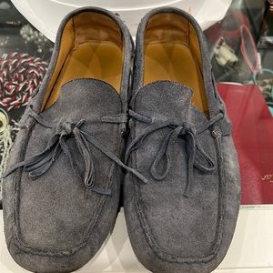 used valentino mens blue suede loafer distress look
